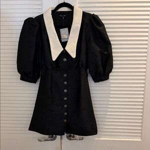 Sister Jane Black Mini Dress with White Collar